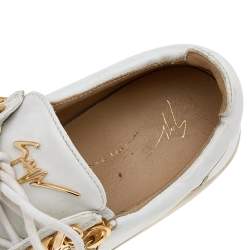 Pre Owned Giuseppe Zanotti White Leather Chain Detail Frankie Low Top Sneakers Size 44