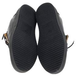 Giuseppe Zanotti Black Leather and Patent Double Zipper Low Top Sneakers Size 42.5