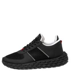 Giuseppe Zanotti Black Leather and Mesh Urchin Sneaker Size 42