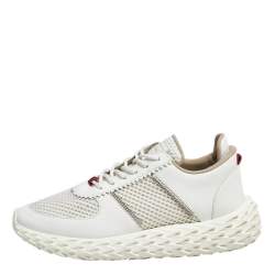 Giuseppe Zanotti White Leather and Mesh Urchin Sneaker Size 42
