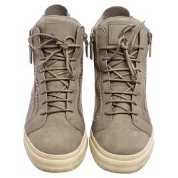 Pre Owned Giuseppe Zanotti Grey Suede And Leather High Top Sneakers Size 43.5