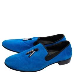 Giuseppe Zanotti Blue Suede Charm Slip-On Loafers Size 42