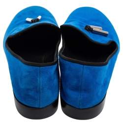 Giuseppe Zanotti Blue Suede Charm Slip-On Loafers Size 42
