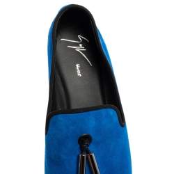 Giuseppe Zanotti Blue Suede Charm Slip-On Loafers Size 42
