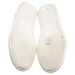 Pre Owned Giuseppe Zanotti Grey/White Fabric And Leather Lace Up  Sneakers Size 38