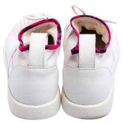 Pre Owned Giuseppe Zanotti Grey/White Fabric And Leather Lace Up  Sneakers Size 38