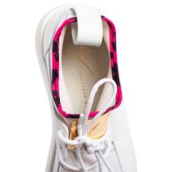 Pre Owned Giuseppe Zanotti Grey/White Fabric And Leather Lace Up  Sneakers Size 38