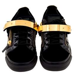 مملوكة مسبقًا Giuseppe Zanotti Multicolor Velvet And Patent Leather Double Zipper Low Top Sneakers Size 43