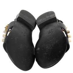 Pre Owned Giuseppe Zanotti Black Leather Zak Spike Flat Sandals Size 43