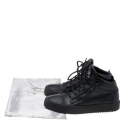 Giuseppe Zanotti Black Leather Double Zipper High Top Sneakers Size 40