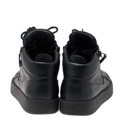 Giuseppe Zanotti Black Leather Double Zipper High Top Sneakers Size 40