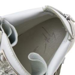 Pre Owned Giuseppe Zanotti White Leather Chain Detail High Top Sneakers Size 43