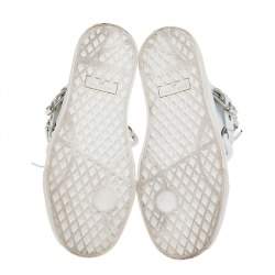 Pre Owned Giuseppe Zanotti White Leather Chain Detail High Top Sneakers Size 43