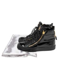 Pre Owned Giuseppe Zanotti Black Patent Leather London High-Top Sneakers Size 40
