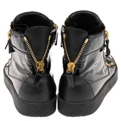 Pre Owned Giuseppe Zanotti Black Patent Leather London High-Top Sneakers Size 40