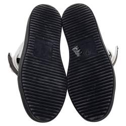 Pre Owned Giuseppe Zanotti White/Black Leather Zip Detail High-Top Sneakers Size 42