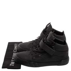 Pre Owned Giuseppe Zanotti Black Leather Kriss Steel Sneakers Size 42