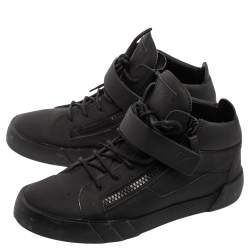 Pre Owned Giuseppe Zanotti Black Leather Kriss Steel Sneakers Size 42