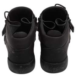 Pre Owned Giuseppe Zanotti Black Leather Kriss Steel Sneakers Size 42