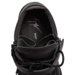 Pre Owned Giuseppe Zanotti Black Leather Kriss Steel Sneakers Size 42