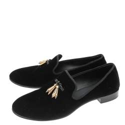 Giuseppe Zanotti Black Velvet Slip On Smoking Slippers Size 42
