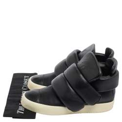 Giuseppe Zanotti Black Leather Double Velcro Strap High Top Sneakers Size 43.5