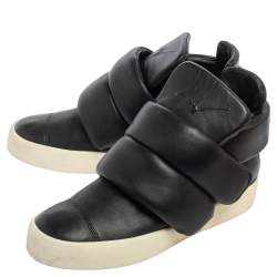 Giuseppe Zanotti Black Leather Double Velcro Strap High Top Sneakers Size 43.5