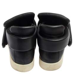 Giuseppe Zanotti Black Leather Double Velcro Strap High Top Sneakers Size 43.5