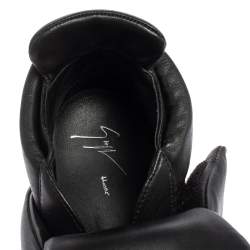 Giuseppe Zanotti Black Leather Double Velcro Strap High Top Sneakers Size 43.5
