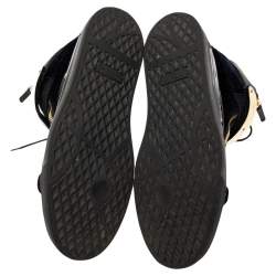 Pre Owned Giuseppe Zanotti  Navy Blue/Black Velvet And Patent Leather Coby High Top Sneakers Size 44