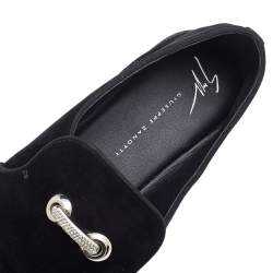 Giuseppe Zanotti Black Suede Slip On Smoking Slippers Size 42