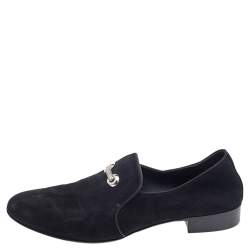 Giuseppe Zanotti Black Suede Slip On Smoking Slippers Size 42