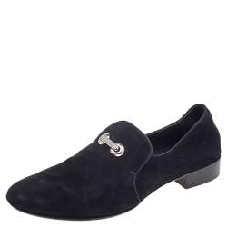Giuseppe Zanotti Black Suede Slip On Smoking Slippers Size 42