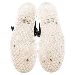 Pre Owned Giuseppe Zanotti Black/Blue Croc Embossed Leather Coby High-Top Sneakers Size 42