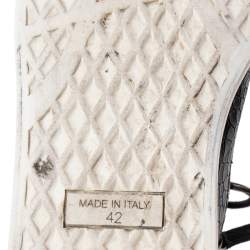 Pre Owned Giuseppe Zanotti Black/Blue Croc Embossed Leather Coby High-Top Sneakers Size 42