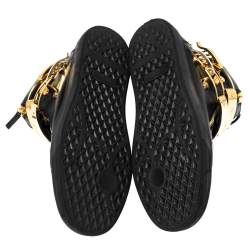 Pre Owned Giuseppe Zanotti Black Leather Double Buckle London High-Top Sneakers Size 43