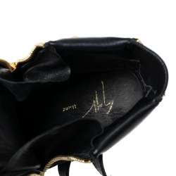 Pre Owned Giuseppe Zanotti Black Leather Double Buckle London High-Top Sneakers Size 43