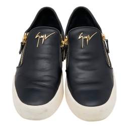 Pre Owned Giuseppe Zanotti Black Leather Eve Slip On Sneakers Size 43