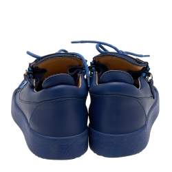 Pre Owned Giuseppe Zanotti Blue Leather Frankie Low Top Sneakers Size 41.5