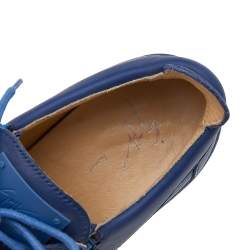 Pre Owned Giuseppe Zanotti Blue Leather Frankie Low Top Sneakers Size 41.5
