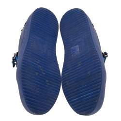 Pre Owned Giuseppe Zanotti Blue Leather Frankie Low Top Sneakers Size 41.5