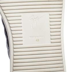 Pre Owned Giuseppe Zanotti Black Suede And Croc Embossed Patent Leather Embellished Zip Detail Sneakers Size 43