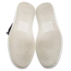 Pre Owned Giuseppe Zanotti Black Suede And Croc Embossed Patent Leather Embellished Zip Detail Sneakers Size 43