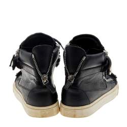 Giuseppe Zanotti Black Leather Double Chain High Top Sneakers Size 38