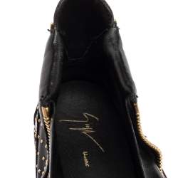 Pre Owned Giuseppe Zanotti Black Leather Studded High Top Sneakers Size 43