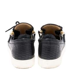 Giuseppe Zanotti Black Croc Embossed Leather Low Top Sneakers Size 44.5