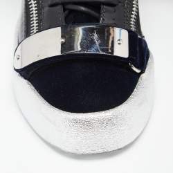 مملوكة مسبقًا حذاء رياضي جوسيبي زانوتي كوبي جلد وقطيفة أسود عنق مرتفع مقاس 41