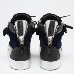 مملوكة مسبقًا حذاء رياضي جوسيبي زانوتي كوبي جلد وقطيفة أسود عنق مرتفع مقاس 41