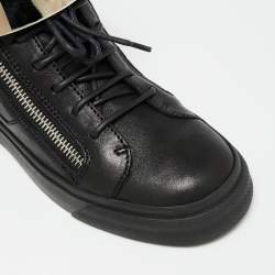 Pre Owned Giuseppe Zanotti Black Leather Single Bangle High Top Sneakers Size 39