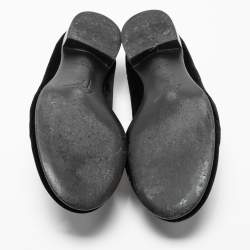 Pre Owned Giuseppe Zanotti Black Velvet Crystal Embellished Smoking Slippers Size 42.5